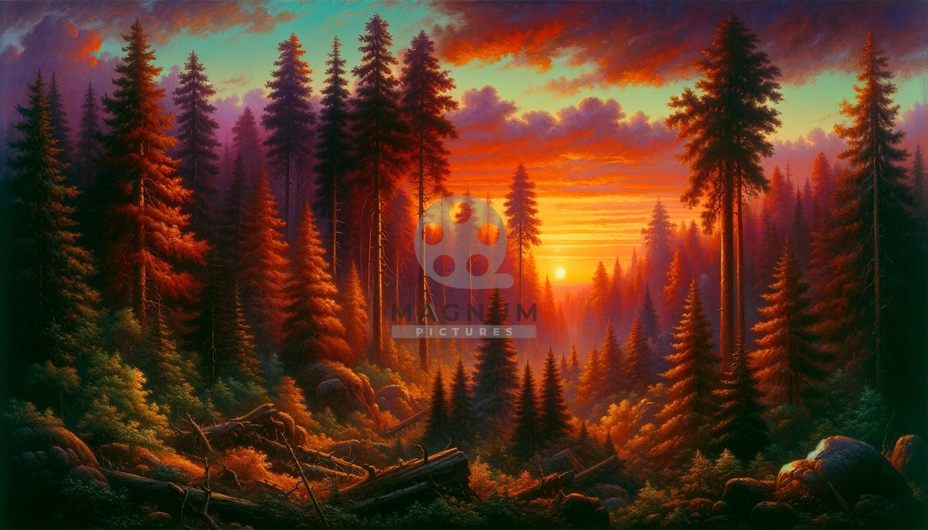 Dusk in a Coniferous Forest